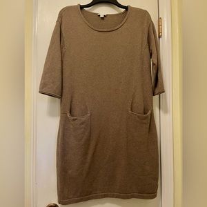 J. Jill PURE JILL Brown Neutral Pockets Sweater Dress Small Petite cotton blend